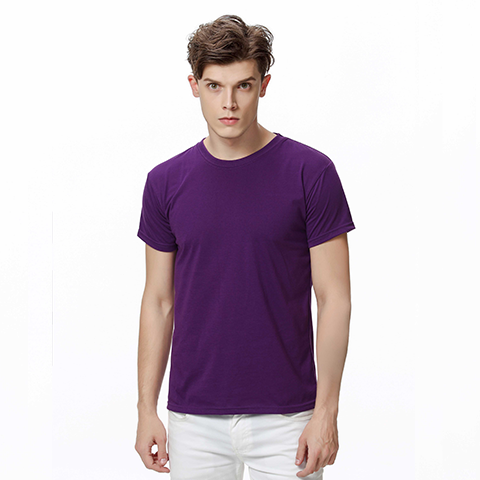 紫色圆领t恤定制